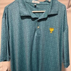 Peter Millar Teal Geometric Polo